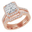 Princess Cut Diamond Multi-Stone 4-Prong Halo Engagement Ring & Wedding Band Bridal Set with Round Diamond Accents in Rose Gold - #IMP-R-0-SET-PR-R