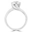 Round Cut Diamond Solitaire 4-Prong Bypass Engagement Ring with Round Diamond Accents in White Gold - #KATE-W