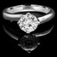 Round Cut Diamond Solitaire 4-Prong Bypass Engagement Ring with Round Diamond Accents in White Gold - #KATE-W