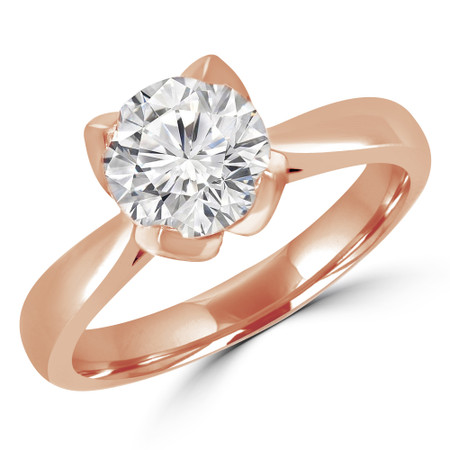 Round Cut Diamond Solitaire Engagement Ring in Rose Gold - #CINDY-R