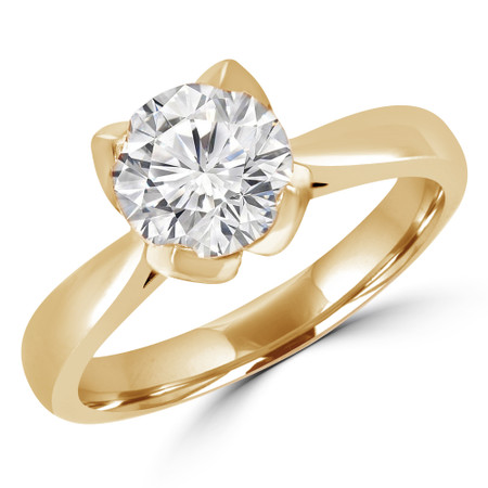 Round Cut Diamond Solitaire Engagement Ring in Yellow Gold - #CINDY-Y