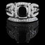 Cushion Cut Black Diamond Multi-Stone 4-Prong Vintage Halo Engagement Ring & Wedding Band Bridal Set with Round White Diamond Accents in White Gold - #HR6216-W-A-B-BLK
