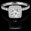 Round Cut Diamond Square Halo 4-Prong Multi Stone Engagement Ring in White Gold - #YUNESS-W