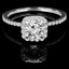 Round Cut Diamond Multi Stone Halo Engagement Ring with Accents in White Gold - #MARIE-W