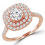 Round Cut Diamond Multi-Stone Double Halo 4-Prong Engagement Ring in Rose Gold - #DBL-HALO-R