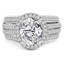 Oval Cut Diamond Multi-Stone 4-Prong Vintage Halo Engagement Ring with Round Diamond Accents in White Gold - #HR6254-W-OV