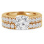 Round Cut Diamond Multi-Stone 4-Prong Engagement Ring and Wedding Band Bridal Set with Round Diamond Scallop-Set Accents in Yellow Gold - #2457L-SET-Y