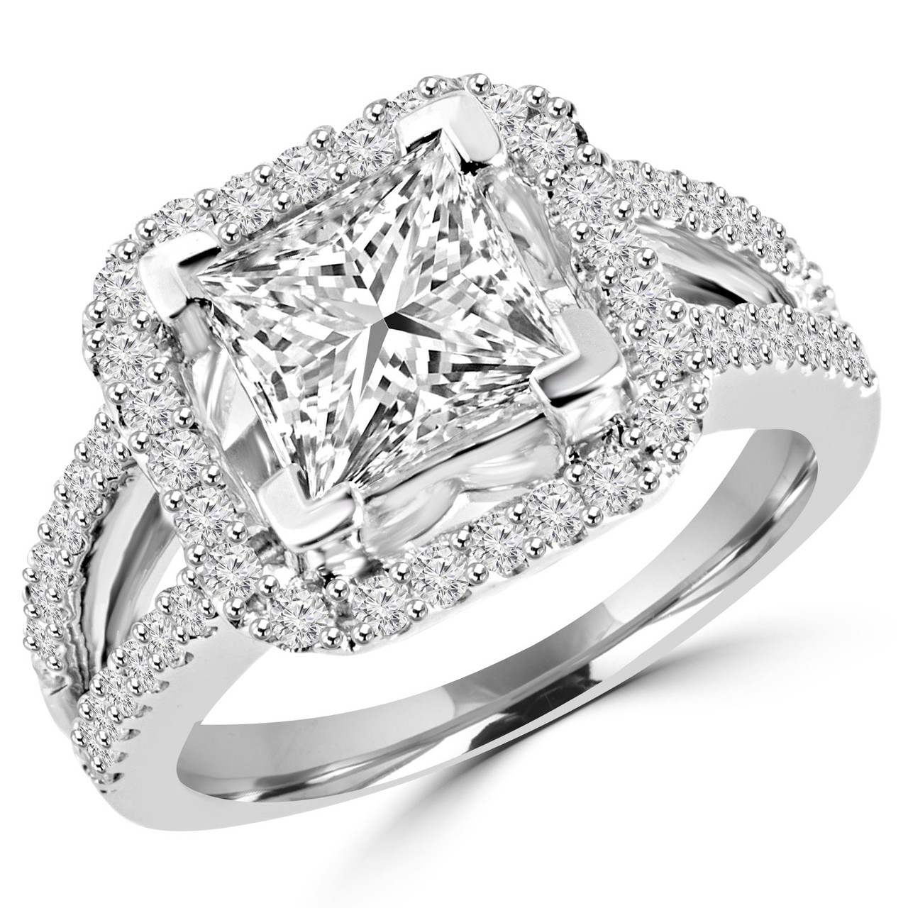 1.00 CARAT CENTER PRINCESS CUT DIAMOND HALO ENGAGEMENT RING – Beverly Hills  Jewelers