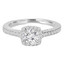 Round Cut Diamond Multi-Stone 4-Prong Halo Engagement Ring with Round Diamond Accents in White Gold - #CHANELLE-W