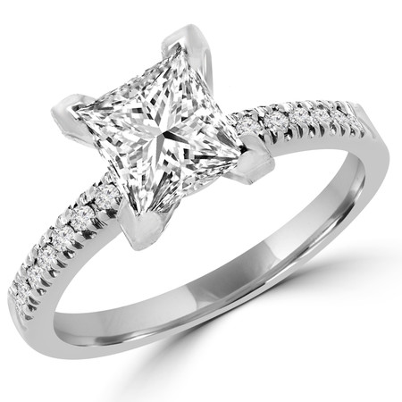 Princess Cut Diamond Multi-Stone V-Prong Engagement Ring in White Gold - #2303LP-W