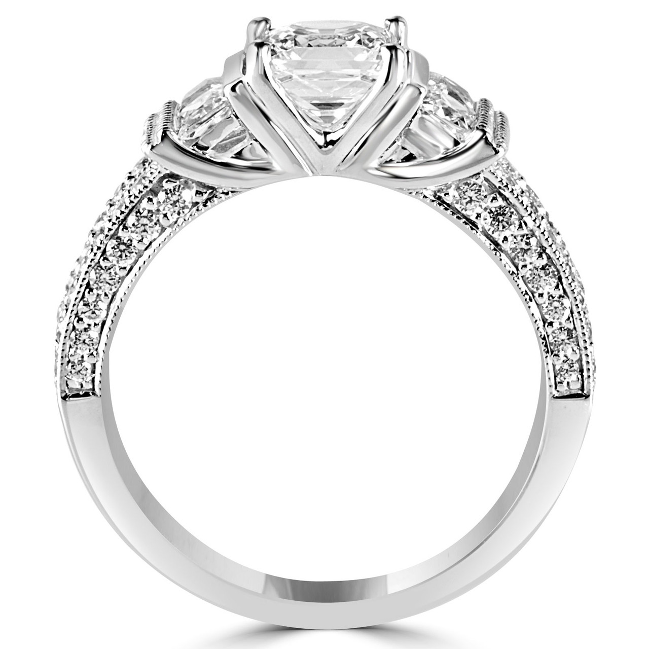 Princess Cut Diamond Rings with Side Stones Bijoux Majesty