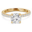 Round Cut Diamond Multi-Stone 4-Prong Engagement Ring with Round Diamond Accents in Yellow Gold - #FRED-Y