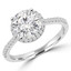Round Cut Diamond Multi-Stone 4-Prong Halo Engagement Ring with Round Diamond Accents in White Gold - #AURORA-W