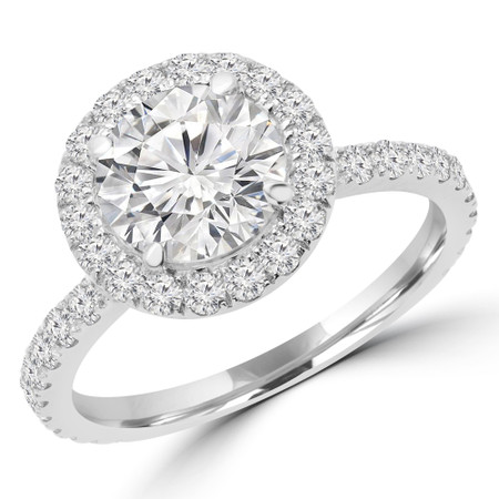 Round Cut Diamond Multi-Stone 4-Prong Halo Engagement Ring in White Gold - #MICHELLE-W