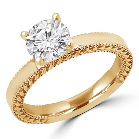 Round Cut Diamond Solitaire 4-Prong Engagement Ring in Yellow Gold - #IDA-Y