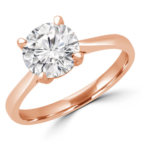 Round Cut Diamond Solitaire Engagement Ring in Rose Gold - #CALISTA-R
