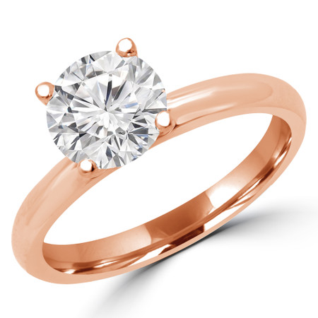 Round Cut Diamond Solitaire 4-Prong Engagement Ring in Rose Gold - #BONNIE-R