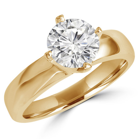 Round Cut Diamond Solitaire 4-Prong Engagement Ring in Yellow Gold - #HR6948-Y