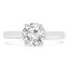 Round Cut Diamond Solitaire 4-Prong Engagement Ring with Round Diamond Accents in White Gold - #LENA-W