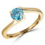 Round Cut Ocean Blue Diamond Solitaire 4-Prong Engagement Ring in Yellow Gold - #HR6951-Y-BLUE