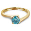 Round Cut Ocean Blue Diamond Solitaire 4-Prong Engagement Ring in Yellow Gold - #HR6951-Y-BLUE