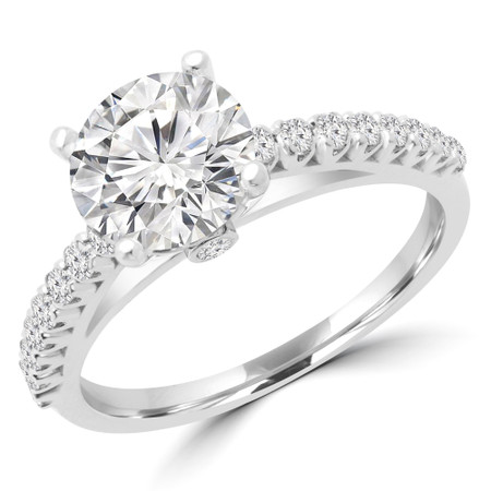 Round Cut Diamond 4-Prong Multi Stone Engagement Ring in White Gold - #VERONA-W