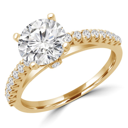 Round Cut Diamond 4-Prong Multi Stone Engagement Ring in Yellow Gold - #VERONA-Y