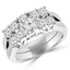 Round Cut Diamond Multi-Stone 4-Prong Trellis-Set Engagement Ring & Wedding Band Bridal Set in White Gold - #HR7002-A-B-SET-W