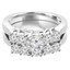 Round Cut Diamond Multi-Stone 4-Prong Trellis-Set Engagement Ring & Wedding Band Bridal Set in White Gold - #HR7002-A-B-SET-W