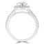 Round Cut Diamond Multi-Stone 4-Prong Halo Engagement Ring with Round Diamond Accents in White Gold - #BLAIR-W