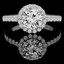 Round Cut Diamond Multi-Stone 4-Prong Halo Engagement Ring with Round Diamond Accents in White Gold - #BLAIR-W