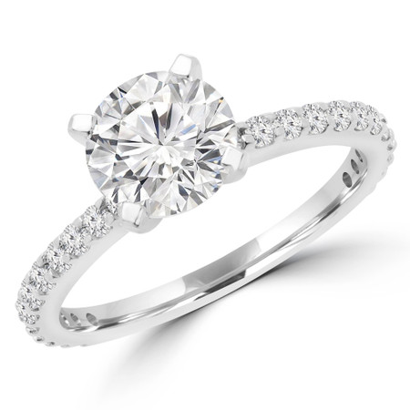 Round Cut Diamond 4 Prong Multi Stone Engagement Ring in White Gold - #TANTA-W