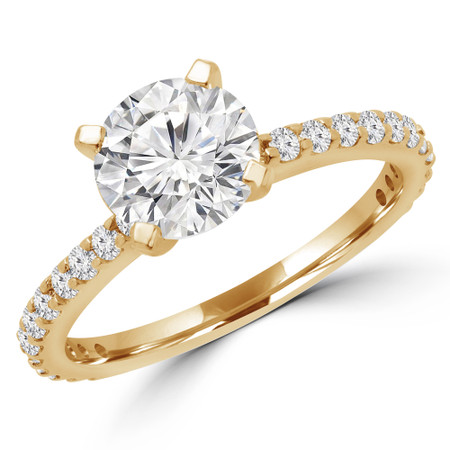 Round Cut Diamond 4 Prong Multi Stone Engagement Ring in Yellow Gold - #TANTA-Y