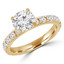 Round Cut Diamond Multi-Stone 4-Prong Engagement Ring with Round Diamond Accents in Yellow Gold - #ELIBY-Y