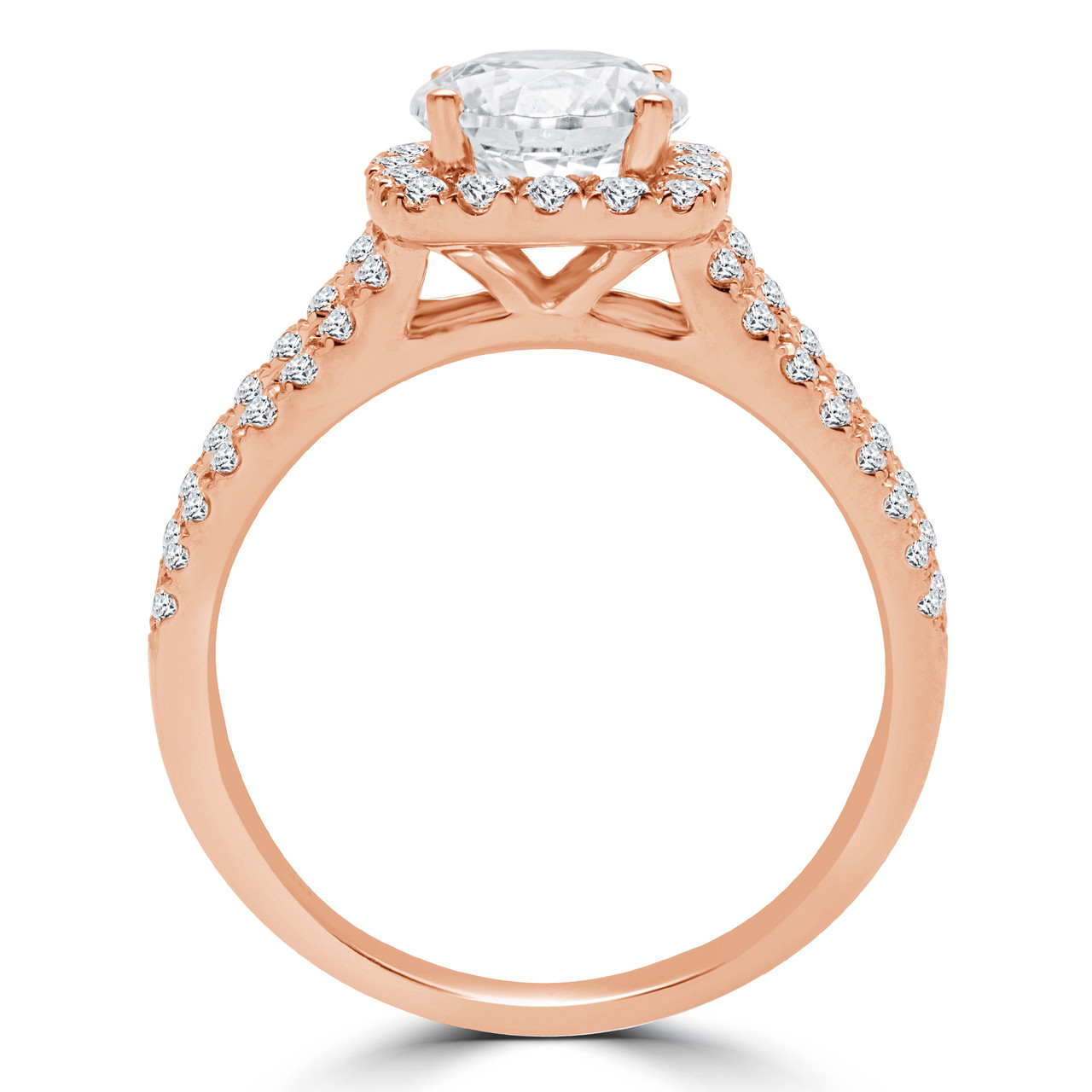 Round Cut Diamond Multi Stone 4 Prong Halo Engagement Ring In Rose Gold Olivia R Bijoux Majesty Round Cut Diamond Multi Stone 4 Prong Halo Engagement Ring In Rose Gold Olivia R Bijoux Majesty