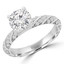 Round Cut Diamond Multi-Stone 4-Prong Engagement Ring with Round Diamond Accents in White Gold - #APIA-W