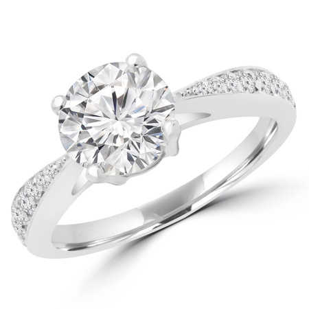 Round Cut Diamond Multi Stone 4-Prong Engagement Ring in White Gold - #PRAIA-W