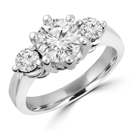 Round Cut Diamond Three-Stone 6-Prong Engagement Ring in White Gold - #IMP-R-A-W