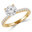 Round Cut Diamond Multi-Stone 4-Prong Engagement Ring with Round Diamond Accents in Yellow Gold - #ANKARA-Y