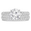 Round Cut Diamond Multi-Stone 4-Prong Engagement Ring and Wedding Band Bridal Set with Round Diamond Accents in White Gold - #GIZA-SET-W