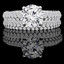 Round Cut Diamond Multi-Stone 4-Prong Engagement Ring and Wedding Band Bridal Set with Round Diamond Accents in White Gold - #GIZA-SET-W