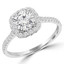 Round Cut Diamond 4 Prong Cushion Halo Multi Stone Engagement Ring in White Gold - #STEPH-W