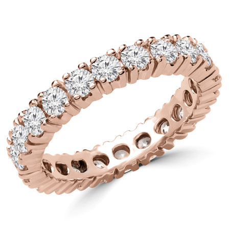Round Cut Diamond Full-Eternity Wedding Band Ring in Rose Gold - #1438L-R