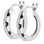 Round Cut Black & White Diamond Bar-Set & Shared-Prong Fashion Hoop Earrings in White Gold - #CDEAOH7380