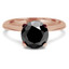 Round Cut Black Diamond Solitaire Tapered-Shank 4-Prong Engagement Ring in Rose Gold - #SRD2656-BLK-R