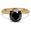 Round Cut Black Diamond Solitaire Tapered-Shank 4-Prong Engagement Ring in Yellow Gold - #SRD2656-BLK-Y