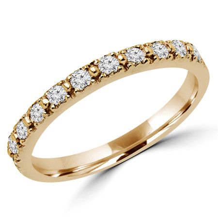 Round Cut Diamond Multi-Stone Shared-Prong Wedding Band Ring in Yellow Gold - #NOVOBAND-Y