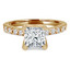 Princess Cut Diamond Multi-Stone 4-Prong Engagement Ring with Round Diamond Accents in Yellow Gold - #HR10362-PR-Y