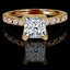 Princess Cut Diamond Multi-Stone 4-Prong Engagement Ring with Round Diamond Accents in Yellow Gold - #HR10362-PR-Y