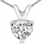 Heart Cut Diamond Solitaire 3-Prong Pendant Necklace with Chain in White Gold - #PHF-W